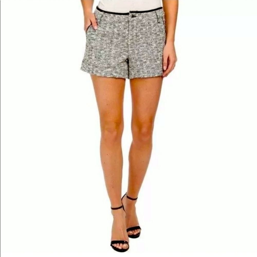 Rebecca Minkoff Nwt Andy tweed faux leather trim shorts size 6